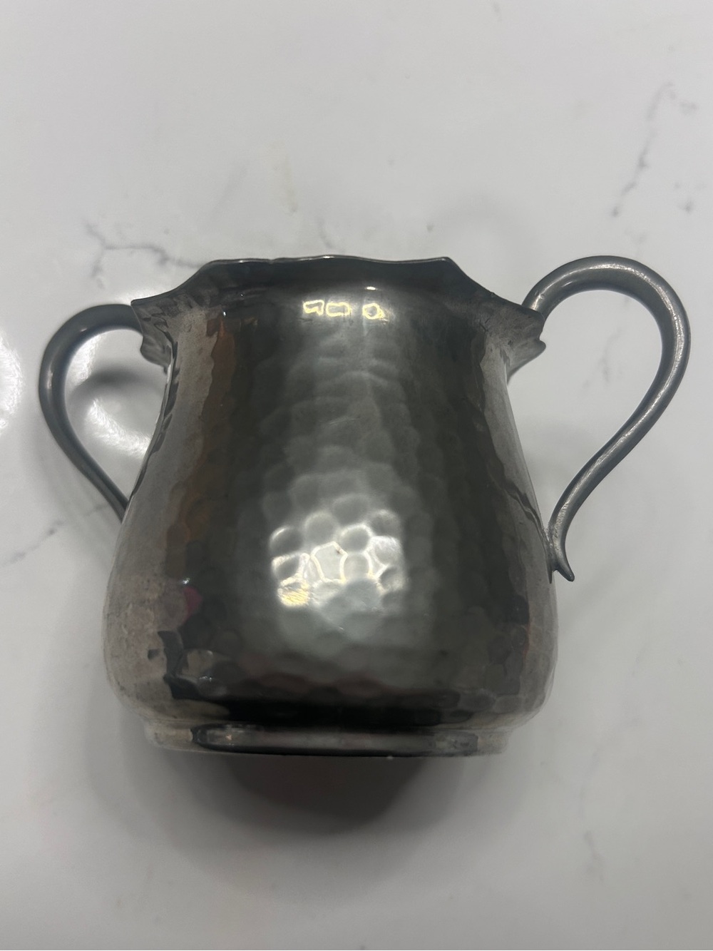 Vintage 1936-1953 Knighthood English Pewter Hammered Sugar Bowl
